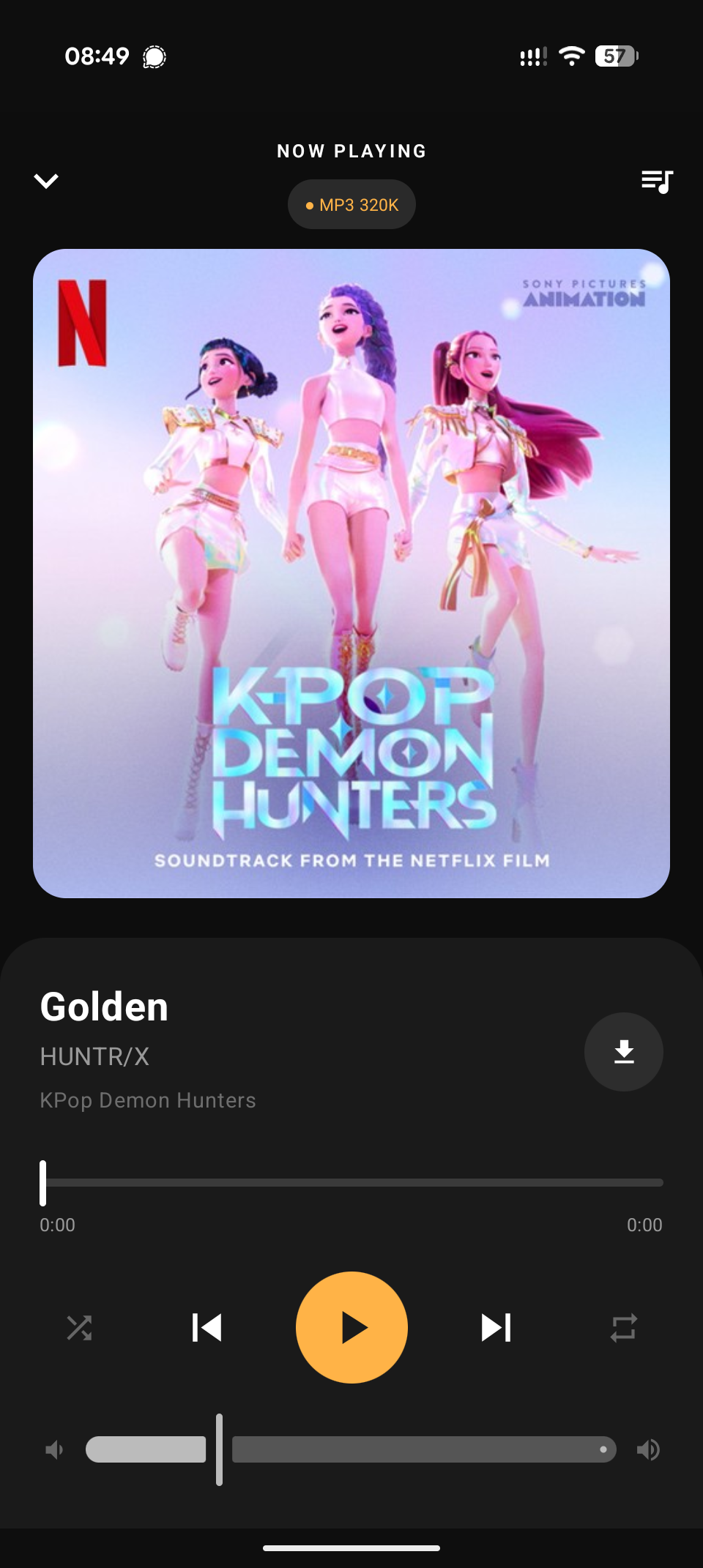Now Playing screen